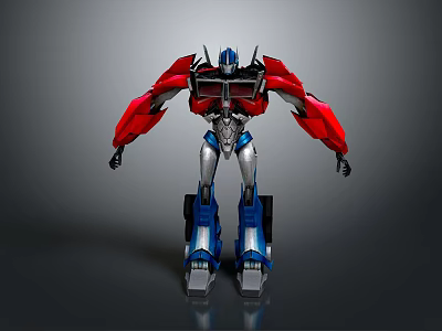 Mechanical Robot Character With Red Arms Blue Legs Silver Torso And Head Design 3d model