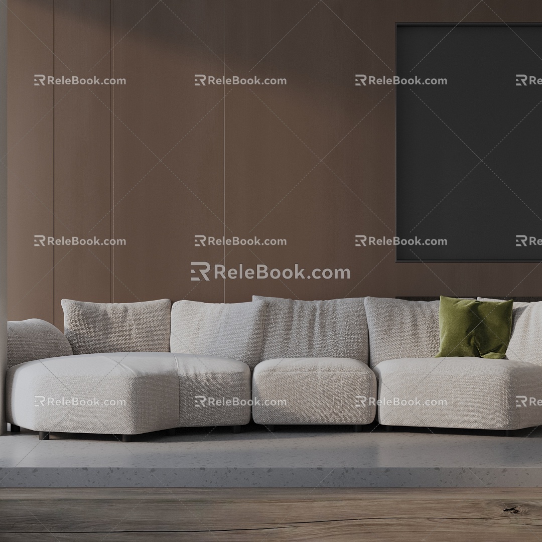 Modern three-seat sofa 3d model