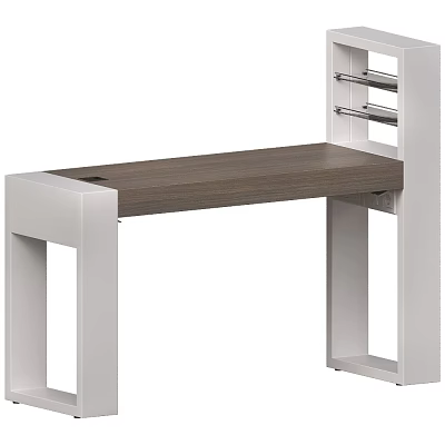 Modern Dining Table With Wooden Top And Metal Frame Contemporary Design 3d model