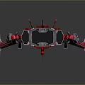 Detailed Red Model Spaceship With Multiple Wings Thrusters And Sci-Fi Design 3d model