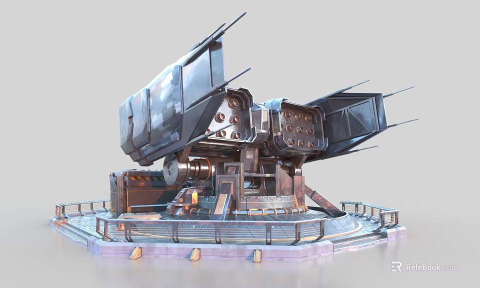 Industrial Intelligent Machine Featuring Metallic Framework Multiple Mechanical Parts And Rotating Platform Base 3d model 