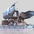 Industrial Intelligent Machine Featuring Metallic Framework Multiple Mechanical Parts And Rotating Platform Base