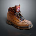 Sturdy Brown Leather Work Boots With Durable Laces And Thick Rubber Sole 3d model