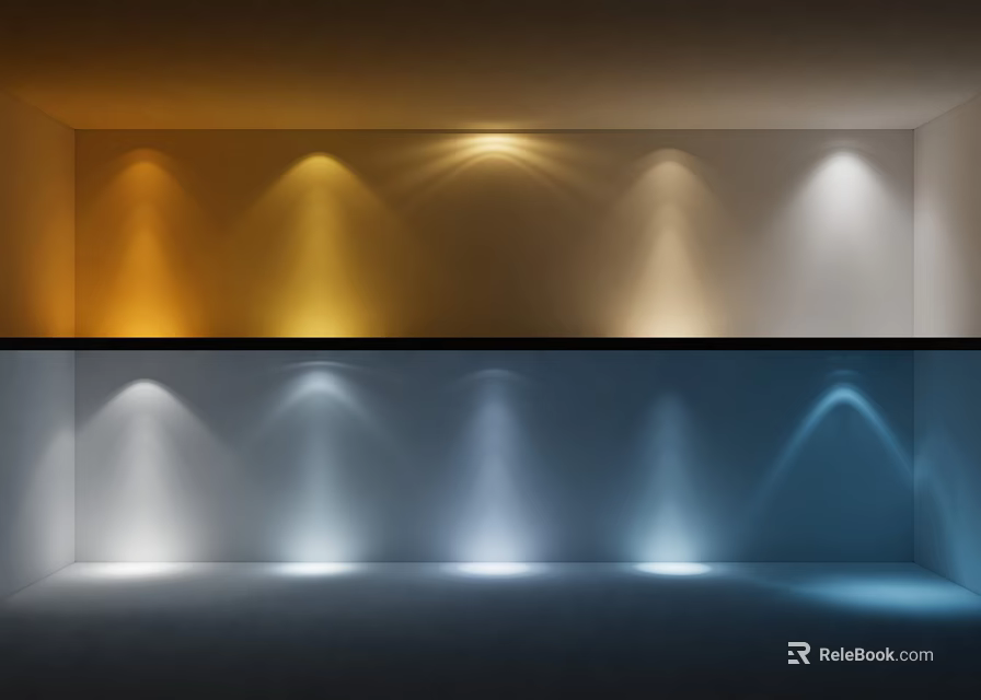 Stylish Downlights and Spotlights with Colorful Warm and Cool Light Projection on Walls 3d model 
