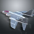Silver Fighter Jet Model With Red Cockpit Grid Pattern Wings And Tail Emblem 3d model