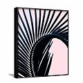Modern Palm Leaf Plant Paintings With Pink Background And Black Frames 3d model