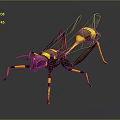 3D Rendered Mechanical Wasp Character With Yellow Black Body And Detailed Wings