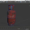 Red Old Rusty Gas Cylinder With Worn Surface And Metal Valve