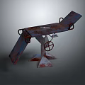 Vintage Medical Equipment With Rusted Metal Tilted Surface Handles And Wheel Mechanism