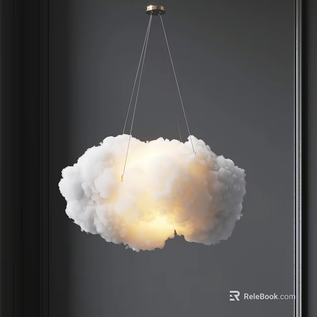 Cloud Shaped White Illuminated Pendant Light For Modern Interior Decor 3d model