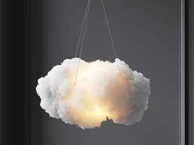 Cloud Shaped White Illuminated Pendant Light For Modern Interior Decor 3d model