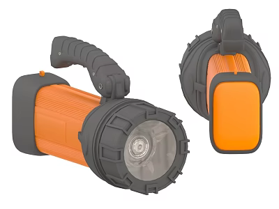 Durable Orange Gray Handheld Flashlight As Practical Daily Electrical Appliance 3d model