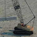 Crawler Crane Function Vehicle Lifting Steel Pipes On Sandy Ground With Crawler Tracks 3d model