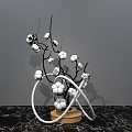 Instagrammable Photo Spot with Black Branches White Cotton Flowers Wooden Base White Rings