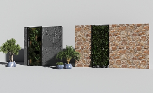 Green Plant Wall Green Plant Shrub Flower Box Flower Pot Green Plant 3d model