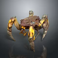 Multi Legged Mechanical Structure With Textured Brown Yellow Legs And Detailed Joints 3d model