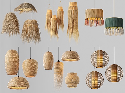 Quiet Wind Chandelier Rattan Chandelier Restaurant Chandelier Art Chandelier Bamboo Chandelier model