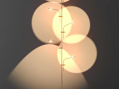 Modern Floor Lamp With Multiple Curved Arms And Circular Light Shadows On Wall 3d model