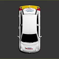 White Small Car Featuring Happy Birthday Graphics Yellow Red Accents And Cartoon Characters