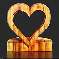 Hand Carved Wooden Heart Sculpture With Hollow Design And Solid Base