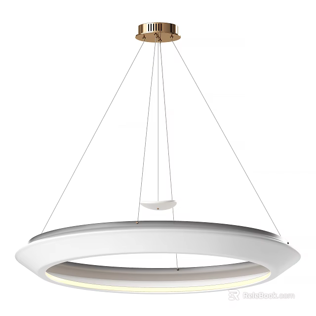 Modern Circular White Pendant Light With Minimalist Design And Hanging Structure 3d model