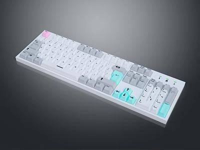 Modern White Keyboard With Pink And Teal Accent Keys For Daily Use 3d model