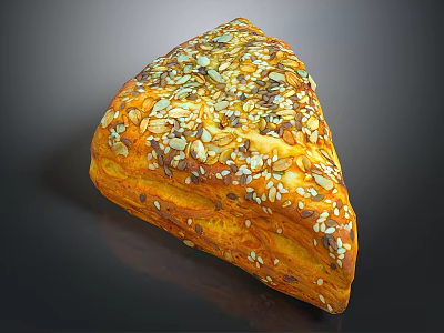 Delicious Artisan Golden Crusty Bread With Mixed Seeds On Top 3d model