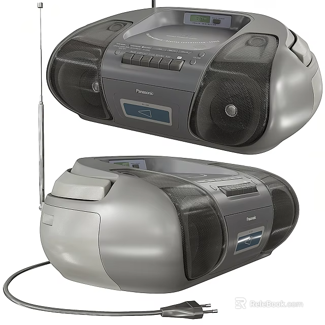 Vintage Portable Radio Cassette Player With Dual Speakers Antenna And Control Buttons 3d model 