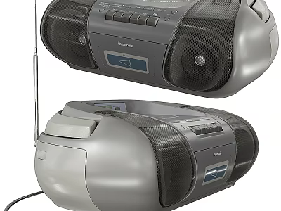 Vintage Portable Radio Cassette Player With Dual Speakers Antenna And Control Buttons 3d model