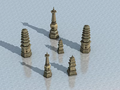 Traditional Stone Pagoda Garden Ornaments In Various Sizes For Outdoor Decor 3d model