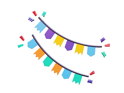 Colorful Triangular Flags Bunting Hanging Decorative Party Celebration Ornament Items 3d model