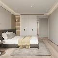Modern Bedroom Interior Design With Upholstered Bed Nightstand Wardrobe And Area Rug