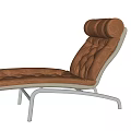 Modern Brown Leather Lounge Chair With Quilted Design And Metal Frame