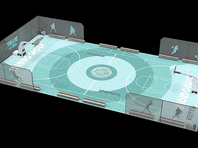 Indoor Ice Rink With Ice Surface Markings Center Circle Boards And Advertisements Layout 3d model