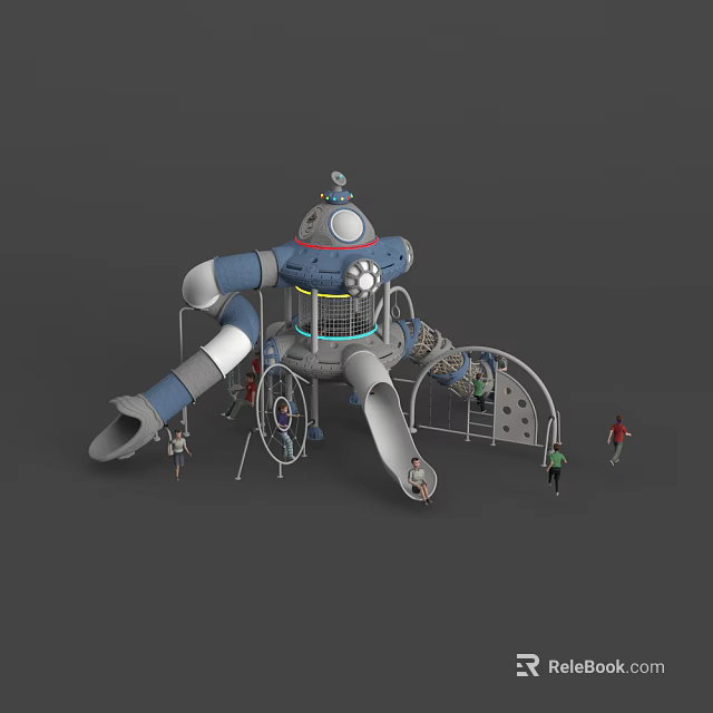 Modern Kids Playground Equipment With Multiple Slides And Climbing Structures Design 3d model
