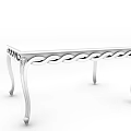 Elegant Wooden Dining Table With Twisted Curved Legs And Rectangular Tabletop Design 3d model