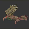 Sand Colored Tank Equipped With Multiple Missile Launchers Six Wheels And Control Cabin