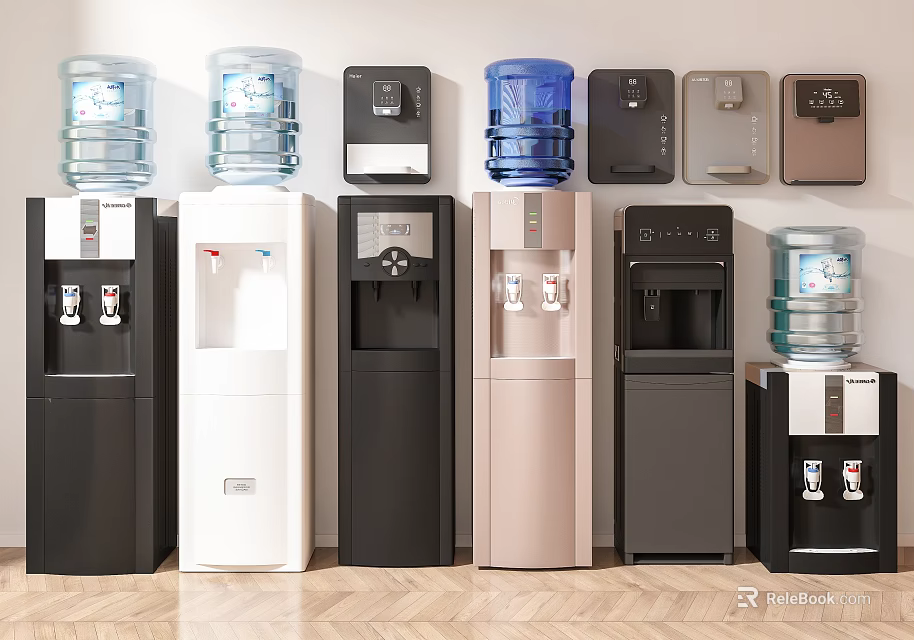 Stylish Household Water Dispensers in Various Colors and Modern Designs for Home Use 3d model 