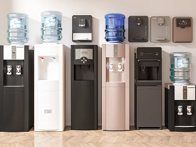 Stylish Household Water Dispensers in Various Colors and Modern Designs for Home Use 3d model