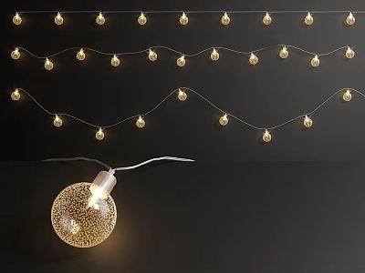 Decorative String Lights With Sparkling Globe Bulb For Warm Ambient Home Decoration 3d model