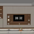 Modern TV Wall Unit Design With Wooden White Finish Open Shelves And Decorative Items