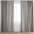 Gray Two Layer Curtains With White Sheer For Light Filtering Window Home Decor 3d model