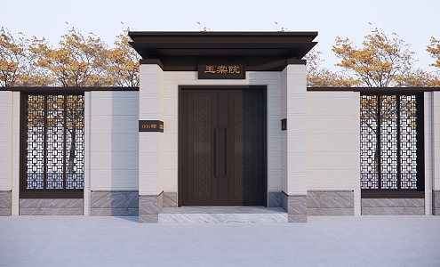 New Chinese Style Door Villa Door Patio Door Entrance 3d model