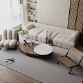 Quiet sofa tea table combination sofa coffee table seat combination 3d model