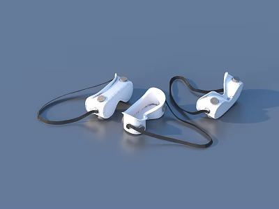 Ergonomic White Headset Devices With Black Straps For Daily Use 3d model