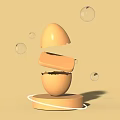 Creative Household Item Design With Broken Eggshell Orange Base And Bubbles