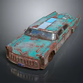 Vintage Teal Rusty Car With Worn Exterior And Weathered Classic Design