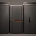 Black Security Doors In Modern Style With Brown Accent Strips Metal Handles And Secure Locks
