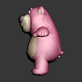 Pink Stuffed Teddy Bear with Open Arms Red Ribbon and Cream Belly on Dark Background