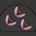 Three Pink Shell Green Filling Snacks on Black Fan Shaped Plate